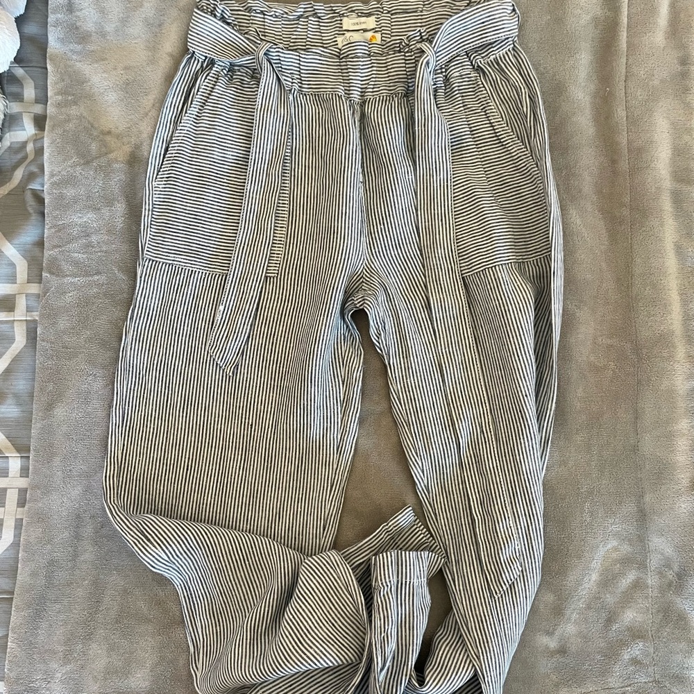C&C California Straight Striped Linen Pants Size Small - Picture 6 of 6